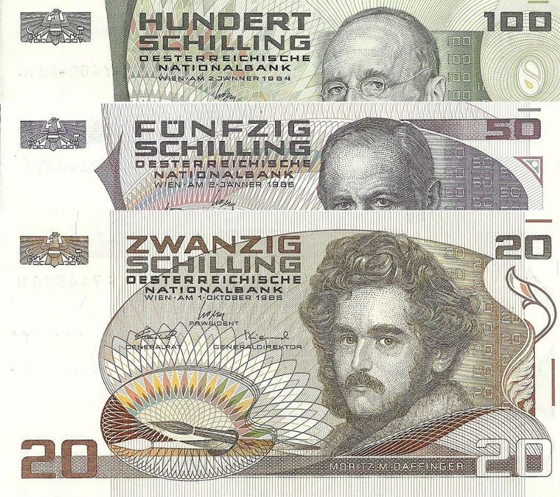 Old Austrian Schilling Banknotes