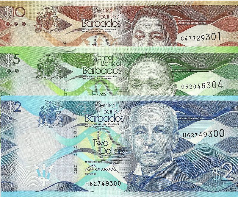 Old Barbadian Dollar Banknotes