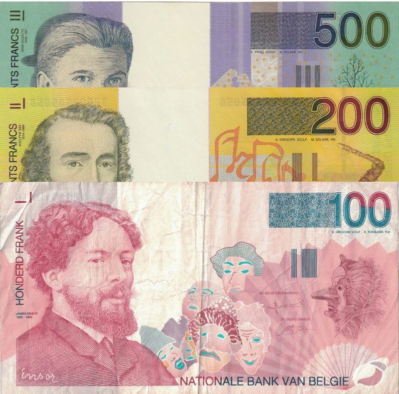 Old Belgian Franc Banknotes