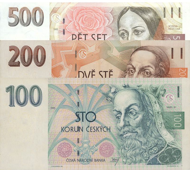 Old Czech Koruny Banknotes