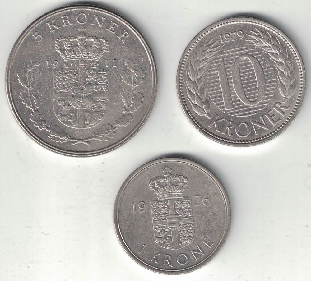 Old Danish Kroner Coins