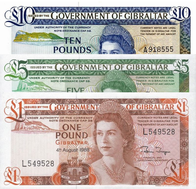 Old Gibraltar Pound Banknotes