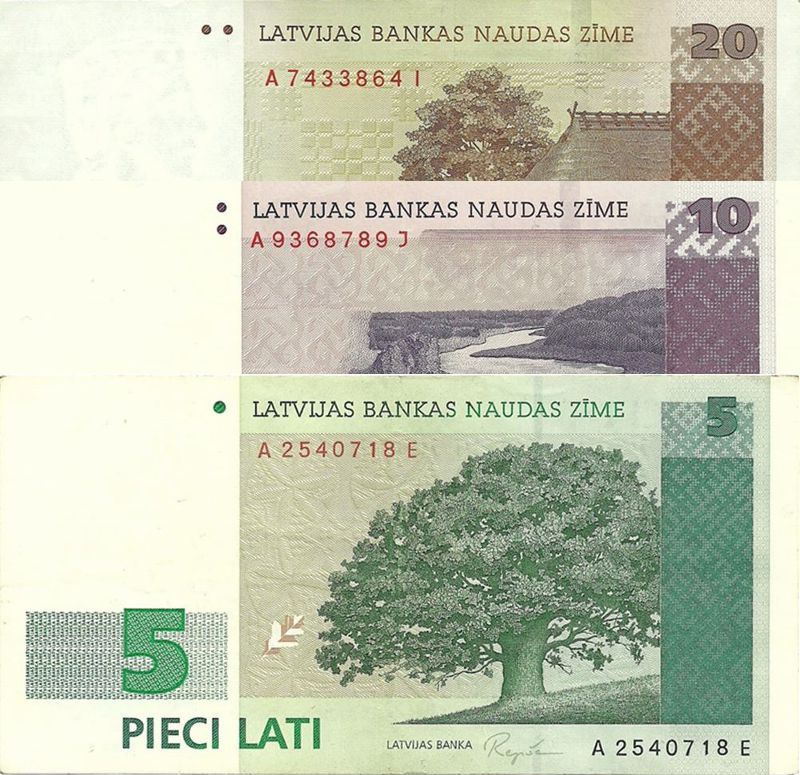 Old Latvian Lat Banknotes
