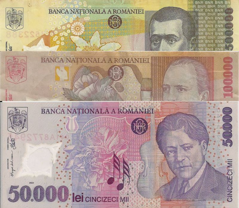 Old Romanian Lei Banknotes