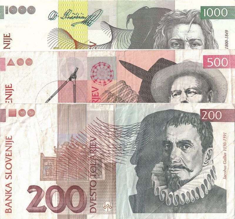 Old Slovenian Tolar Banknotes