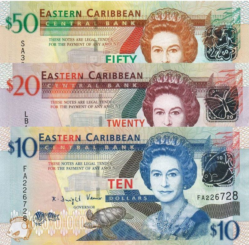 Old East Caribbean Dollar Banknotes