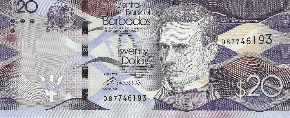 Barbadian 20 Dollar Old Note