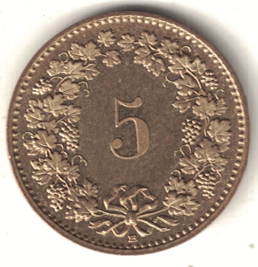 Swiss 5 Rappen New Coin