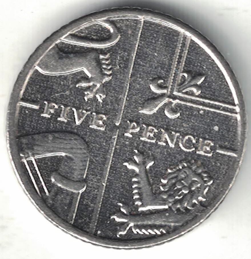 British 5 Pence New Coin