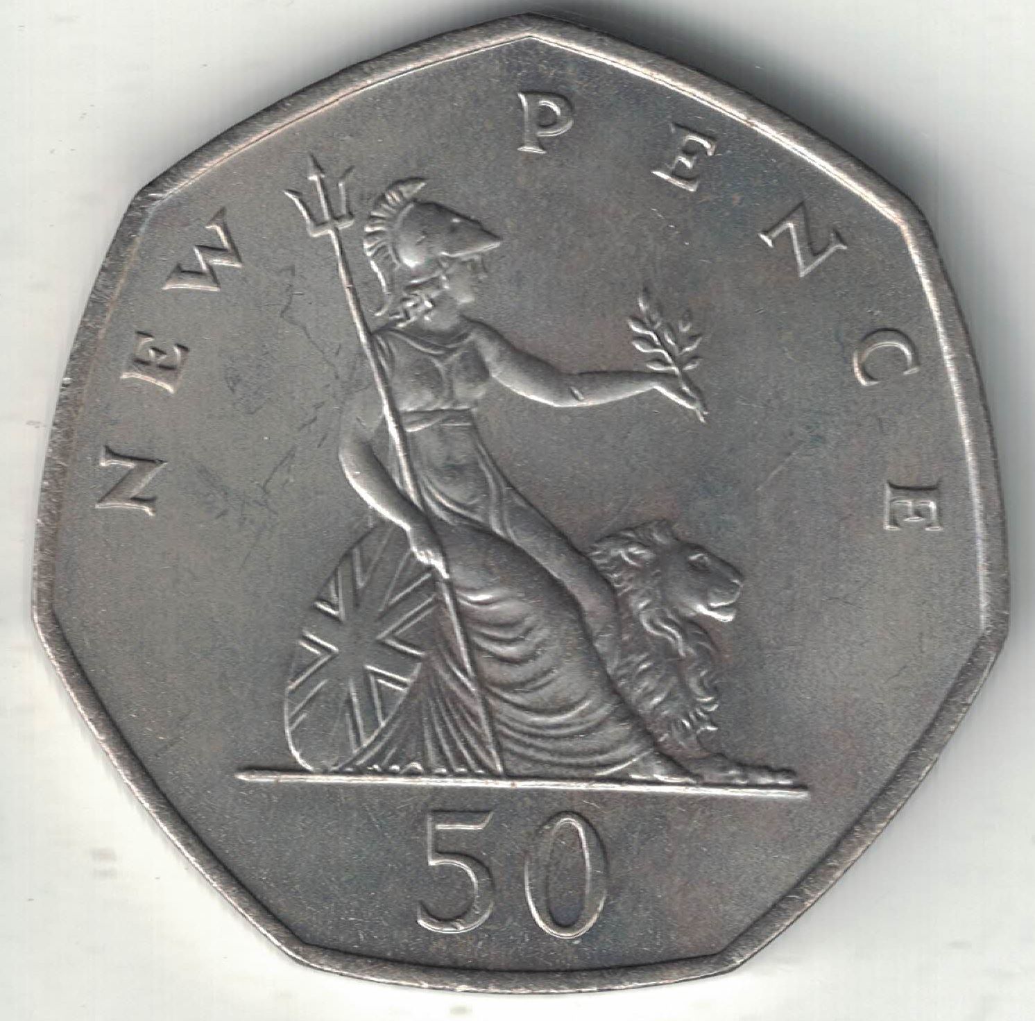 British 50 Pence Old Coin