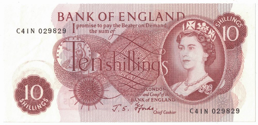 British 10 Shilling Old Note