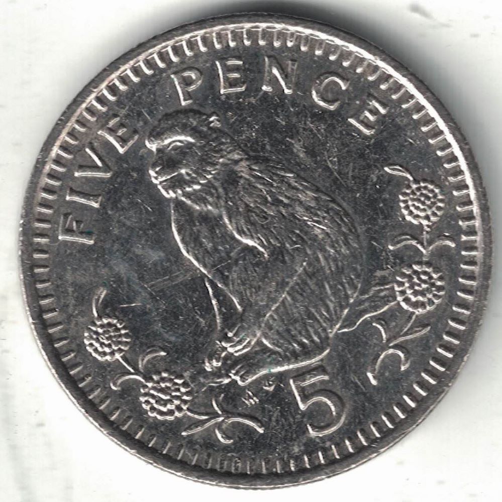 Gibraltar 5 Pence Old Coin