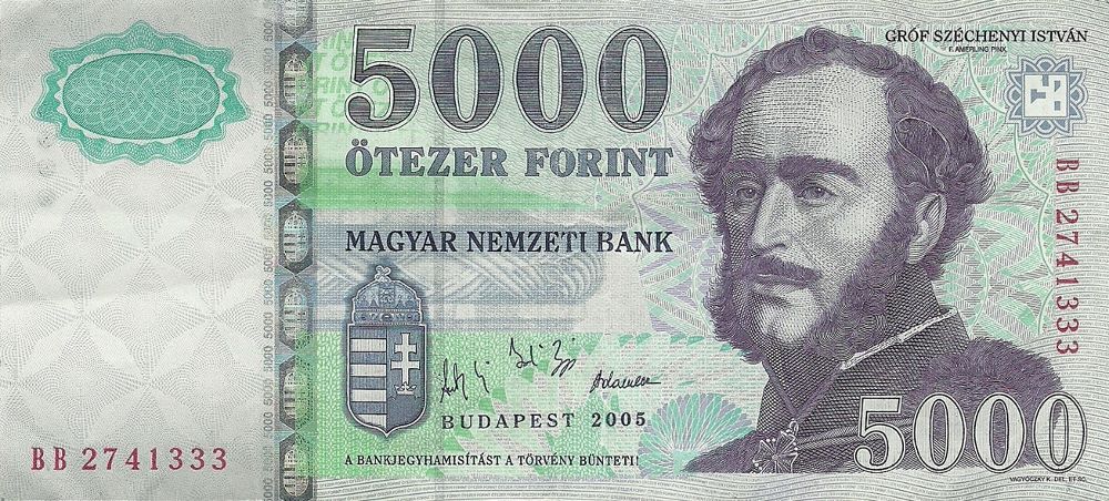 Hungarian 5000 Forint Od Note