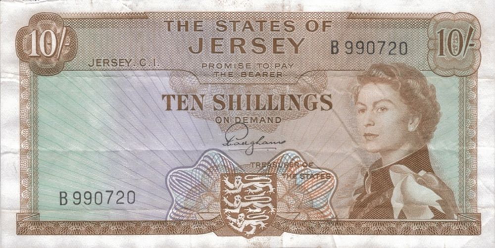 Jersey 10 Shillings Old Note