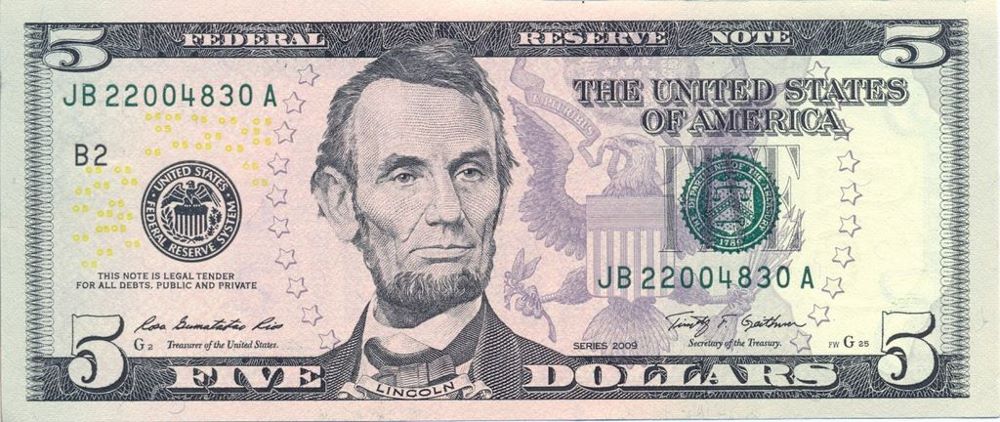 USA 5 Dollar New Note