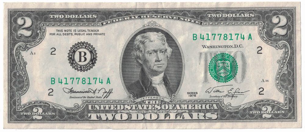 USA 2 Dollar Old Note